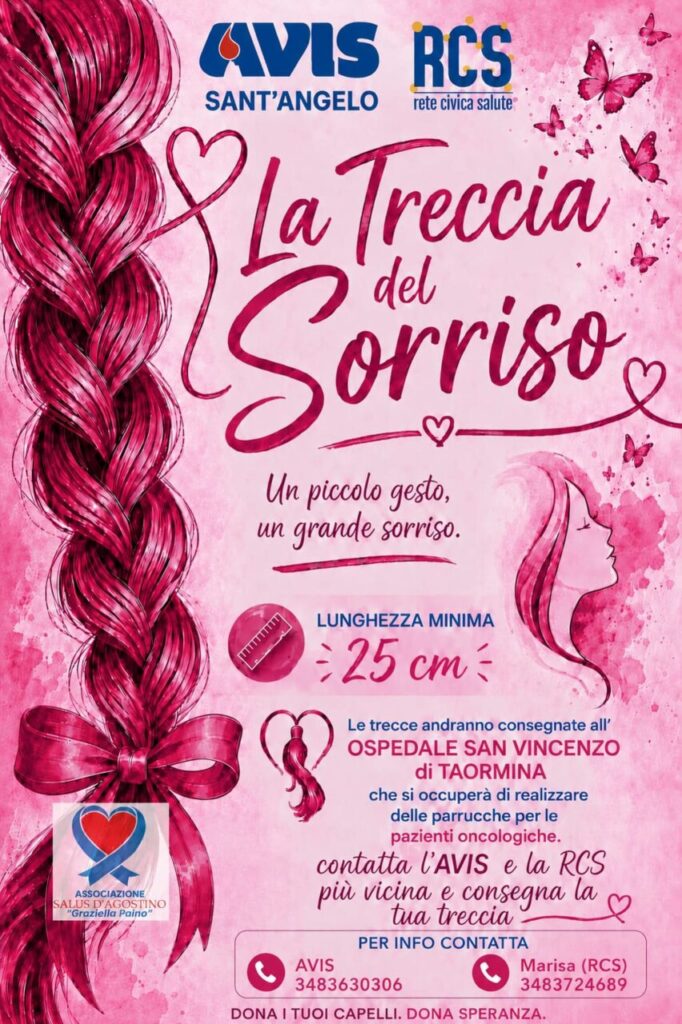 AVIS SANT’ANGELO E RETE CIVICA DELLA SALUTE – “La Treccia del Sorriso” un gesto concreto di solidarietà
