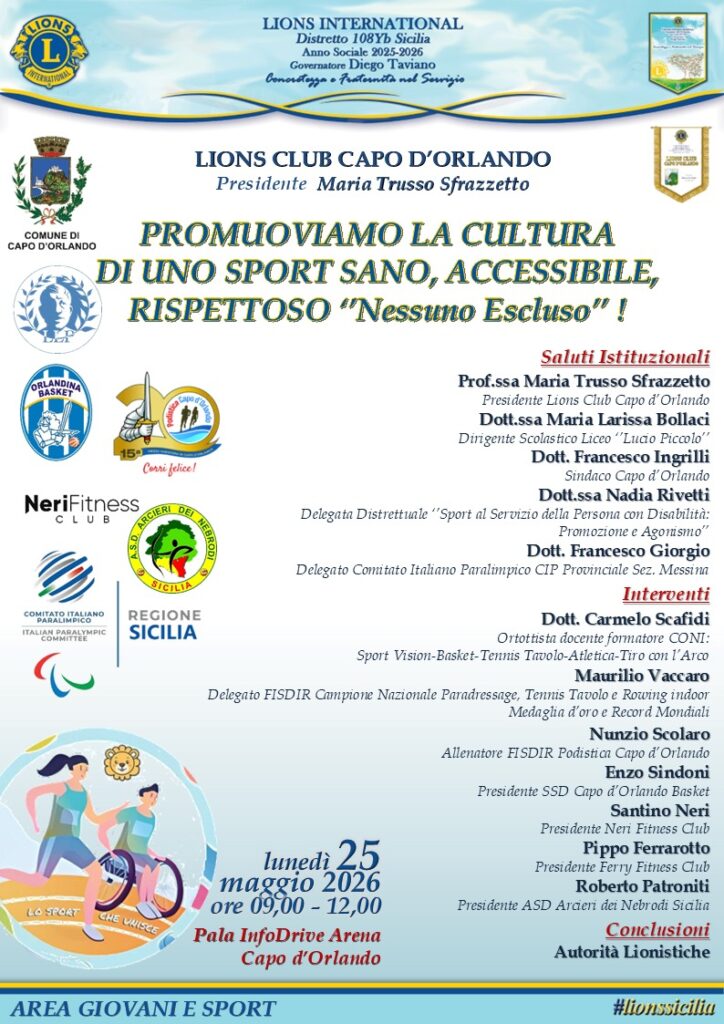 CAPO D’ORLANDO – Lo sport come strumento di inclusione, benessere e crescita sociale