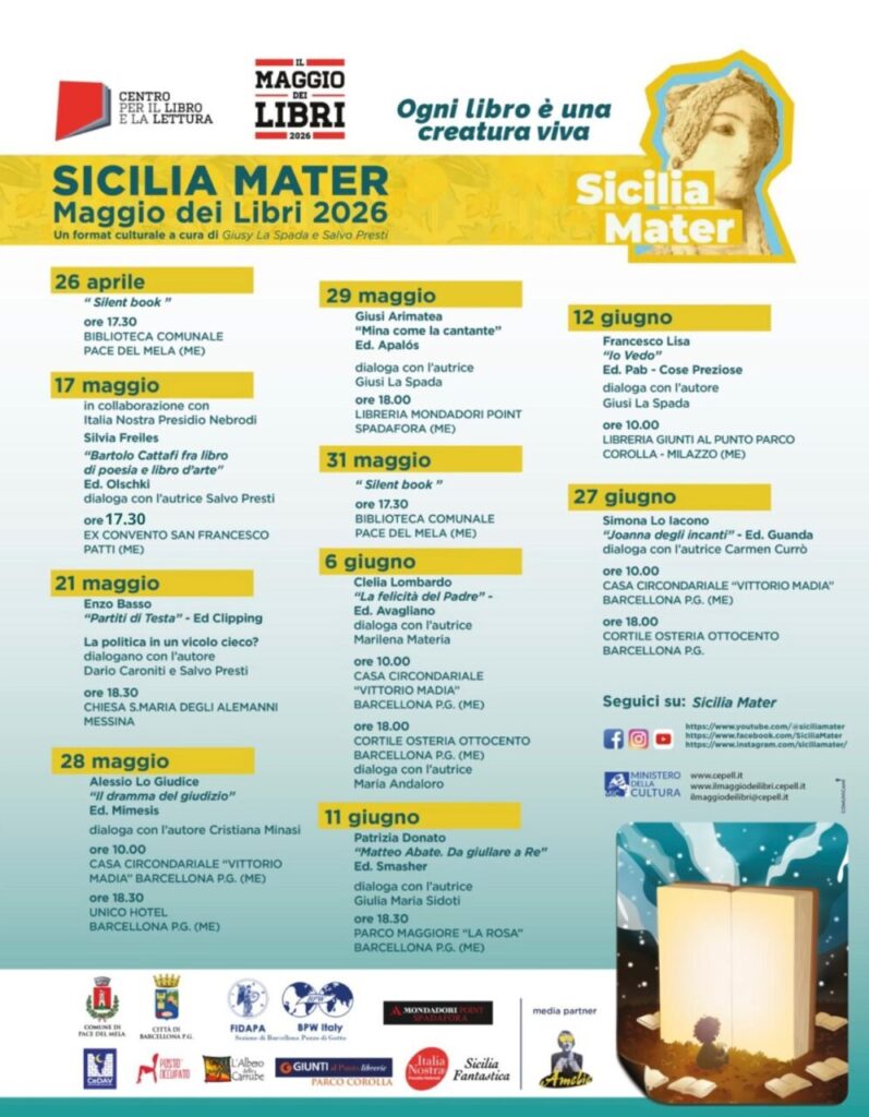 SICILIA MATER – Al via la VI Edizione Maggio dei Libri 2026