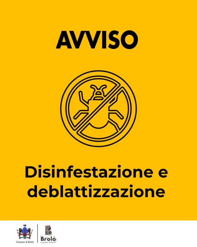 IGIENE PUBBLICA A BROLO – Scattano disinfestazione e deblattizzazione