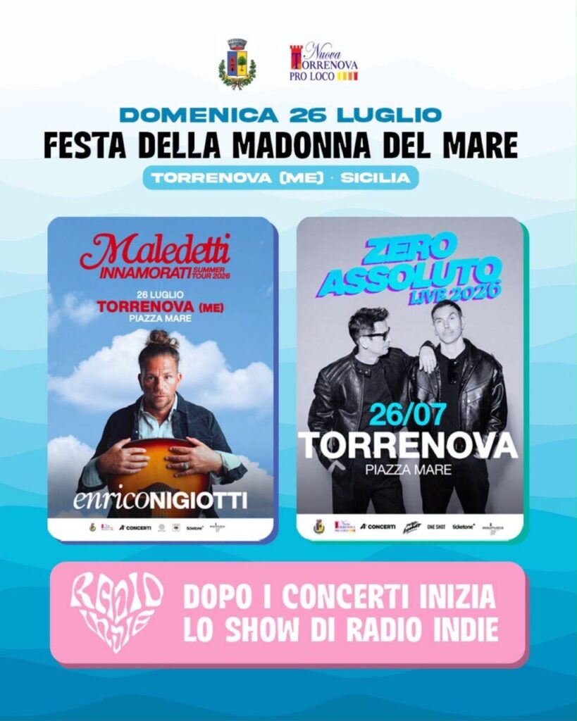 TORRENOVA – La Festa della Madonna del Mare con Enrico Nigiotti e gli Zero Assoluto