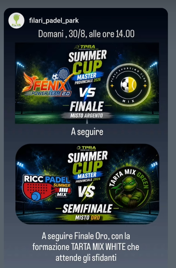BROLO – Summer Cup Master Provinciale, giornata di finali: in campo Fénix, Ricc Padel e le migliori coppie del Misto