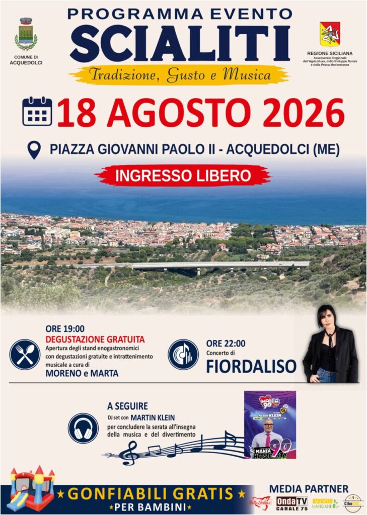 SCIALITI 2026 – Ad Acquedolci, degustazioni e concerto di Fiordaliso a ingresso libero