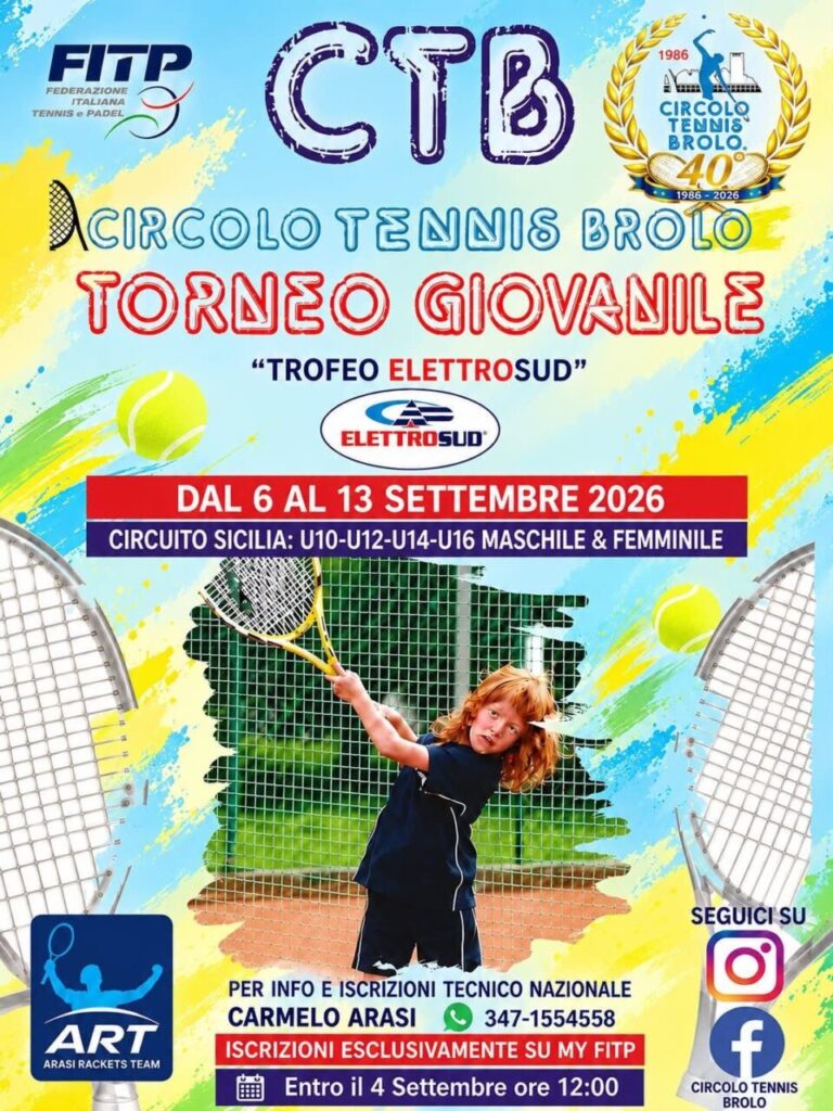 CIRCOLO TENNIS BROLO – Le novità: si riparte dai giovani, dal 6 settembre il Trofeo Elettrosud. E il CTB prepara la nuova stagione