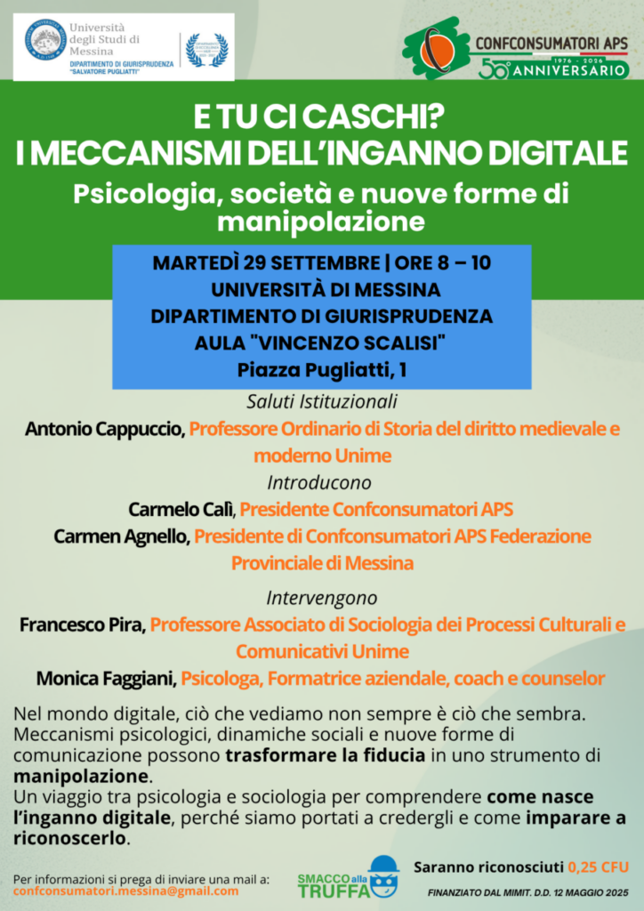 “E TU CI CASCHI?” – All’Università degli Studi di Messina un seminario sui meccanismi dell’inganno digitale