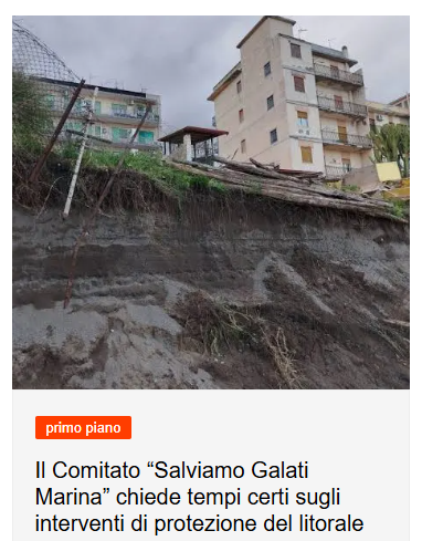 SALVIAMO GALATI MARINA – Il Comitato chiede tempi certi sugli interventi di protezione del litorale