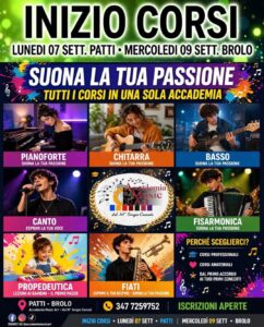 PATTI E BROLO – Sono ripartiti i corsi dell’Accademia Music Art di Sergio Camuti